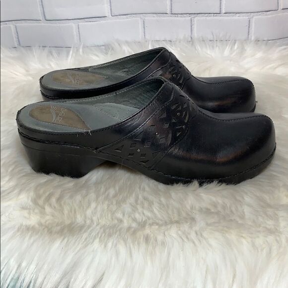 Dansko Black Leather Clogs Banded Size 41/11 - Picture 4 of 7